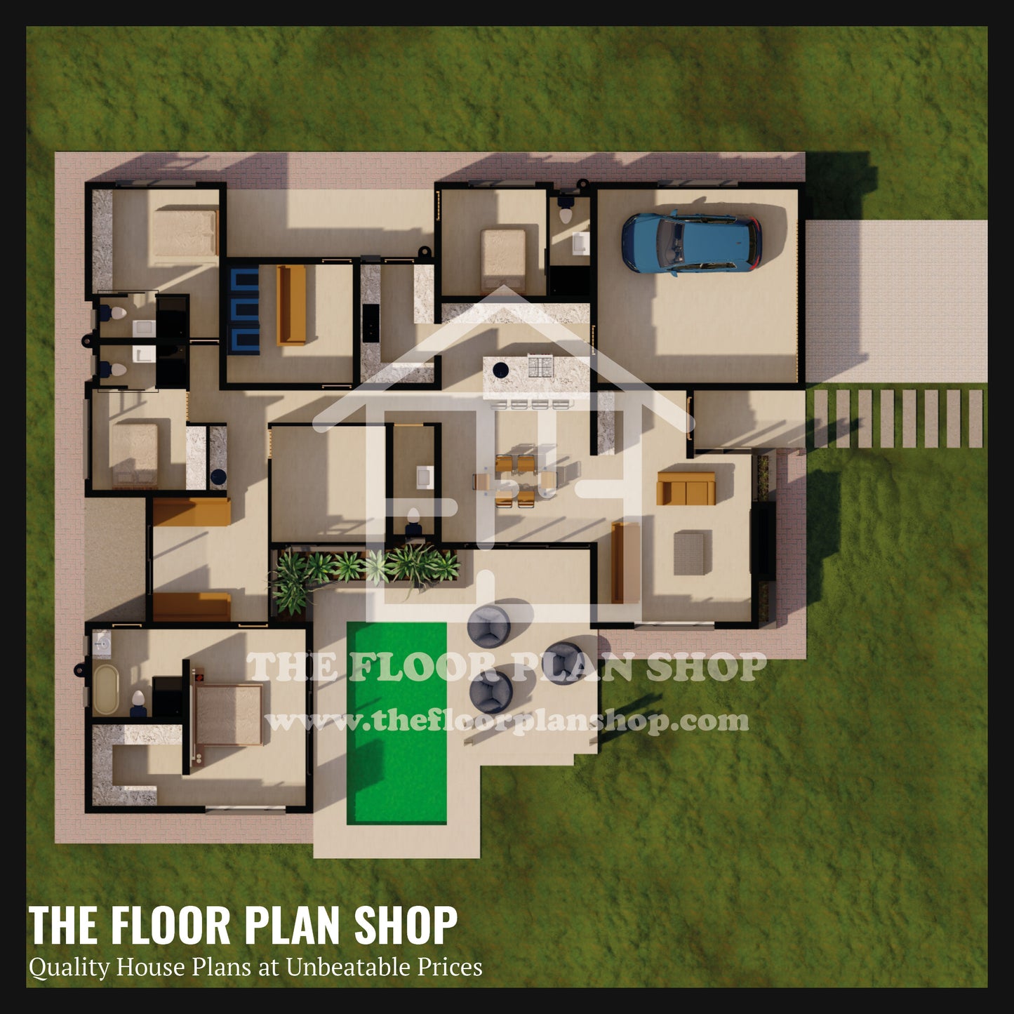 3-Bedroom Single-Storey Home with En-Suites, Staff Accommodation, Home Theatre & Pool