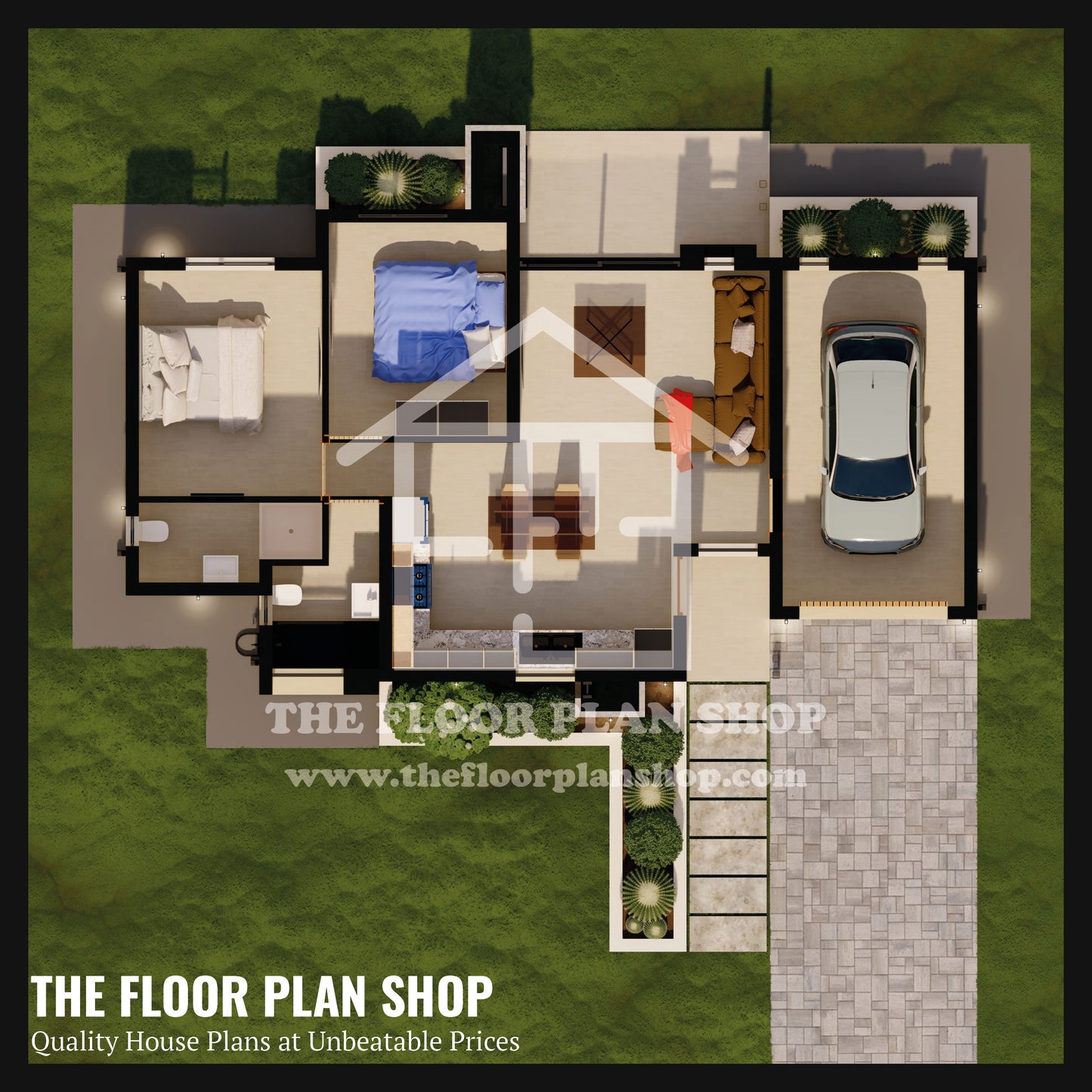 Open Concept 2 Bedroom House Plan – Oasis 2B
