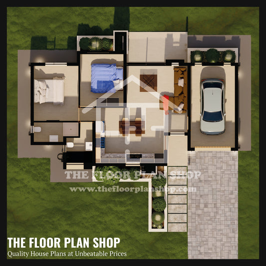 Open Concept 2 Bedroom House Plan – Oasis 2B